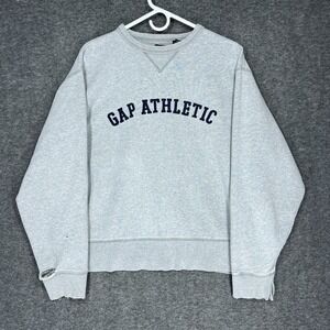 Vintage Gap Sweatshirt Men's Small Gray 90s Y2K Boxy Athletic Distressed